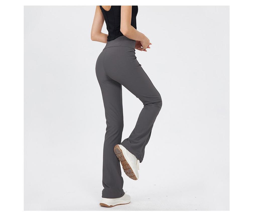 Lu New Threaded High-Waist Bell-Bottom Yoga Pants - Hip Lift, Slimming, All-Match, High Elasticity, Comfortable for Indoor or Outdoor Wear.
