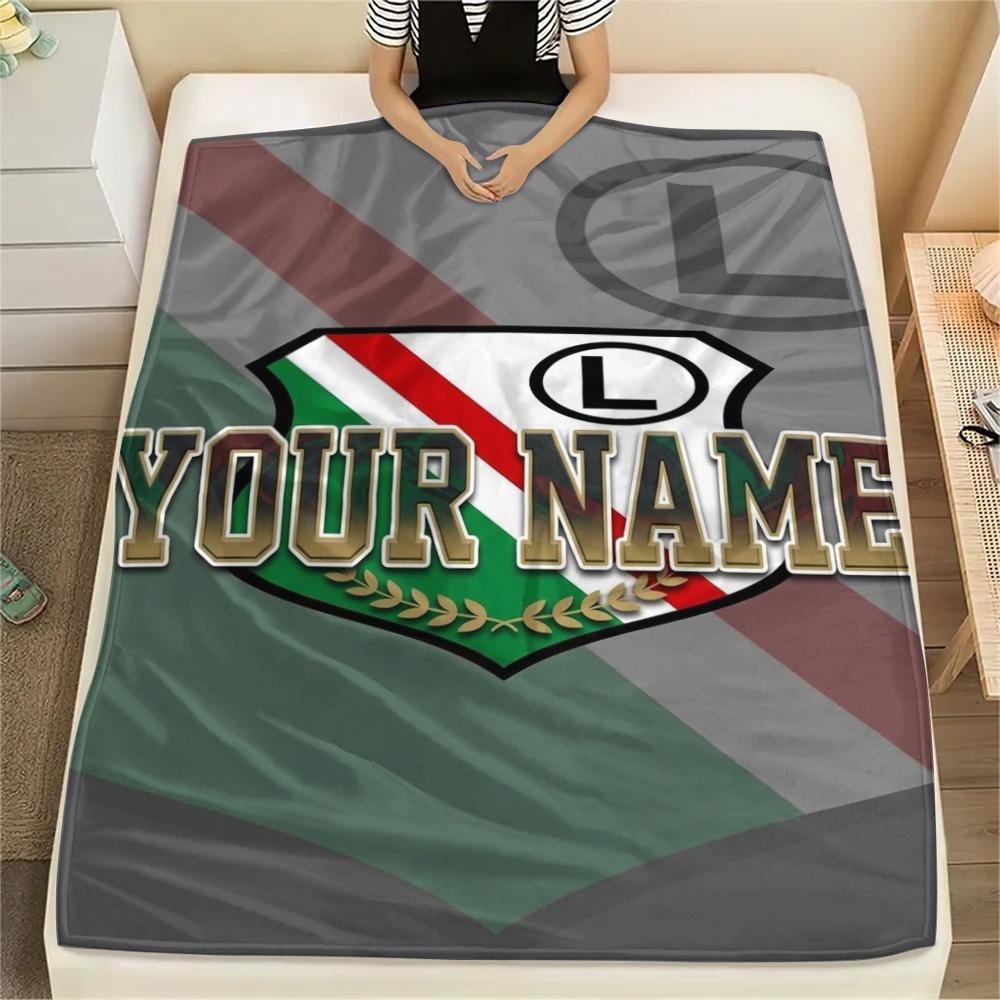 1PC L Shield Crest Custom Name Patterned Flannel Blanket Suitable For All Seasons For Home Decor Warmth And Comfort Gifts Holiday Present