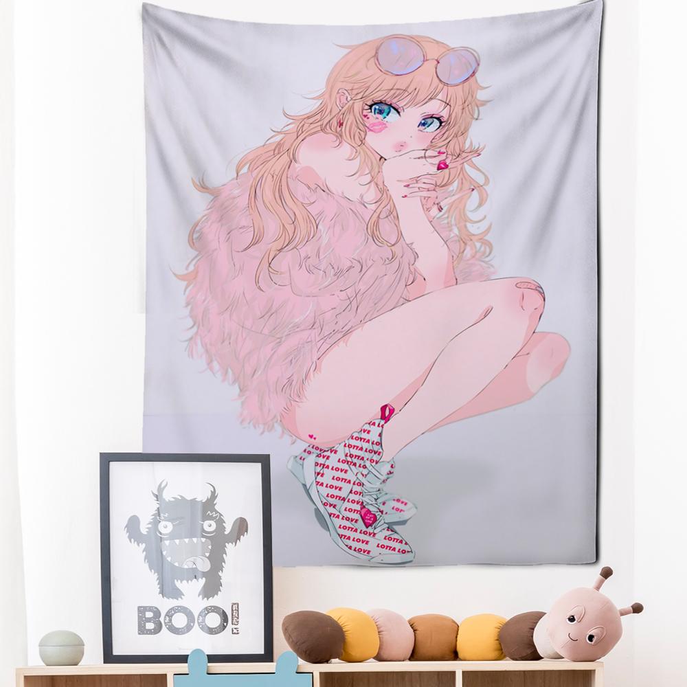 Гобелен с аниме-игрой для девочек, настенный подвесной мультяшный милый кавайный гобелен для девочек, эстетика комнаты, хиппи, домашний декор