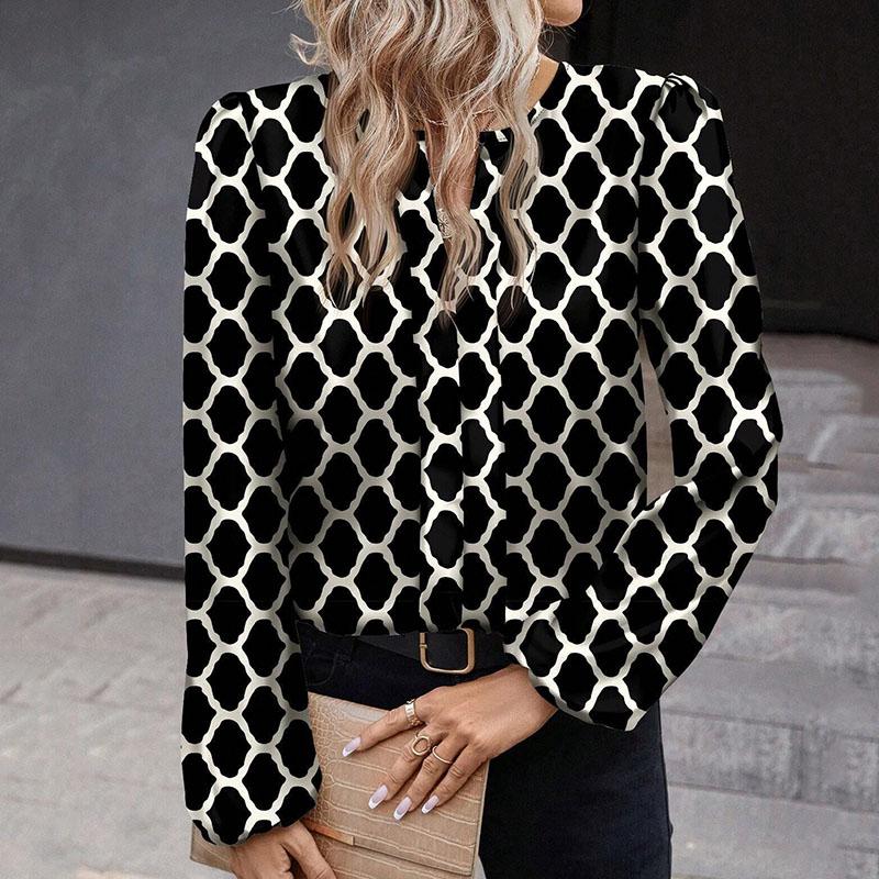 Женская рубашка-топ с рукавами-фонариками и принтом All Match, весна-лето