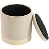 Storage Ottoman Pouf Round Chenille Stool Footrest With Wood Effect Metal Base Beige