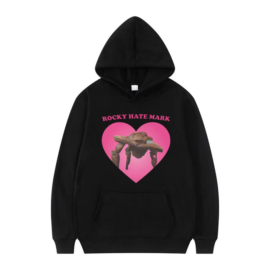 Rocky Hate Mark James Ortiz As Rocky Pink Heart Hoodies Funny Meme Sweatshirts Men Women Vintage Gothic Casual Hoodie Streetwear