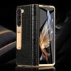 Кожаный чехол для телефона Samsung Galaxy Z Fold 6 5 4 3 Fold6 Fold5 с позолоченным магнитным шарниром и подставкой, задняя крышка с зеркальной пленкой