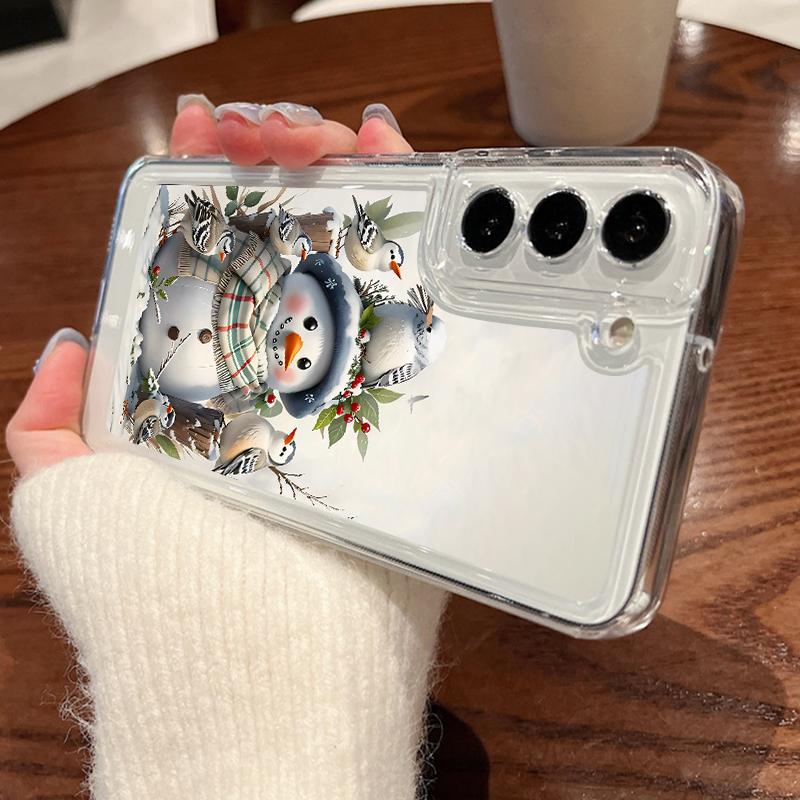 Чехол для телефона с рождественским узором лося для Samsung Galaxy S25 S24 S22 Ultra S23 S24 FE A17 A56 A16 A36 A26 A55 A15 A25 A54 5G Противоударный Прозрачный Мягкий Чехол