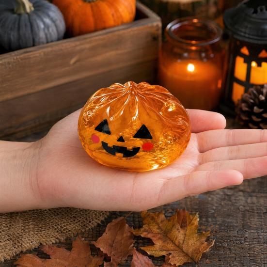 Cute Skull And Pumpkin Toys Halloween Glitter Squeeze Stress Ball, TPR Slow Rising Fidget Toy, Ball Ghost Eyeball Dumpling Decompression Gift for Kids