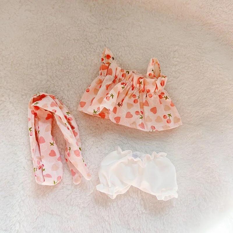 17 см симпатичная плюшевая мини-кукольная одежда аксессуары для кукол-идолов вишня/ананас комплект из трех предметов подарок