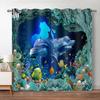 Синие шторы с океаном для гостиной, плотные шторы с морской рыбой, черепахой для спальни, эстетичные украшения для дома, шторы, 2 панели