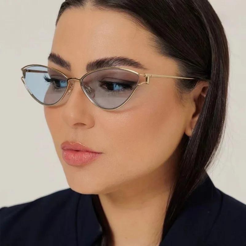 Fashion Cat Eye Shape Metal Eyeglasses Women's Daily Streetwear Accessories for Men Driving UV Sunglasses Travel Beach Sun Shade Sunglasses