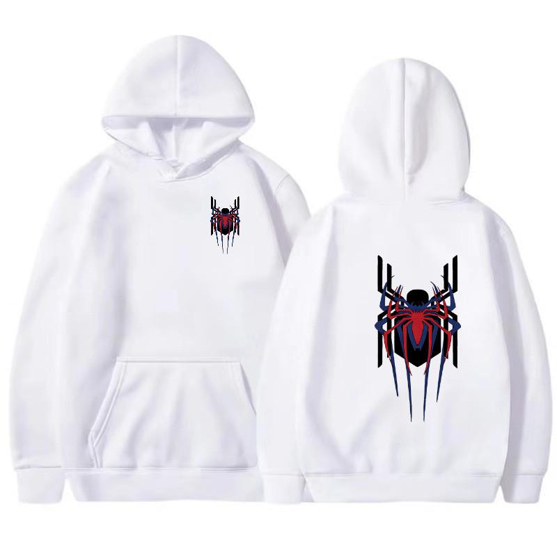 Мужская толстовка с капюшоном Street Fashion Deep Red Spider Print Sweatshirt Brushed Fleece Женская повседневная свободная толстовка с капюшоном