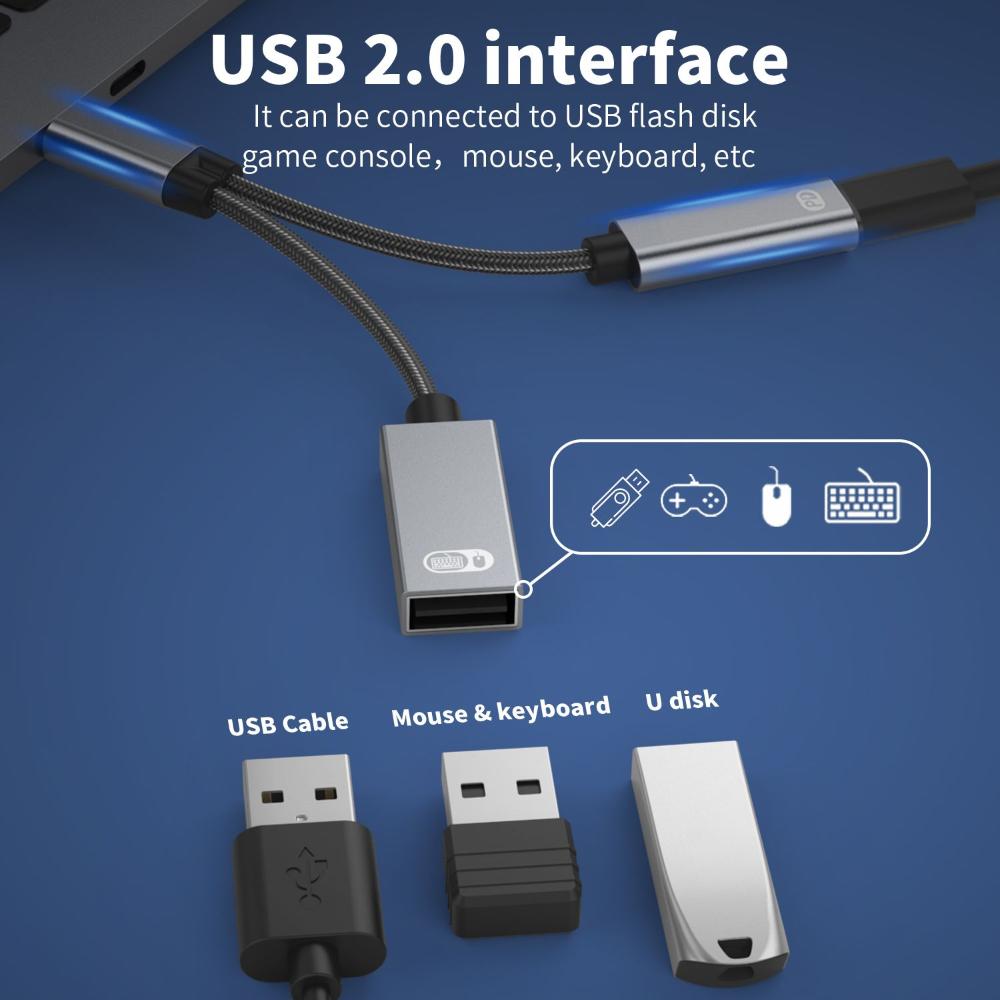 Конвертер 2 в 1 для клавиатуры, мыши, телефона, планшета, кабель USB Type C, быстрая зарядка PD 60 Вт, адаптер OTG