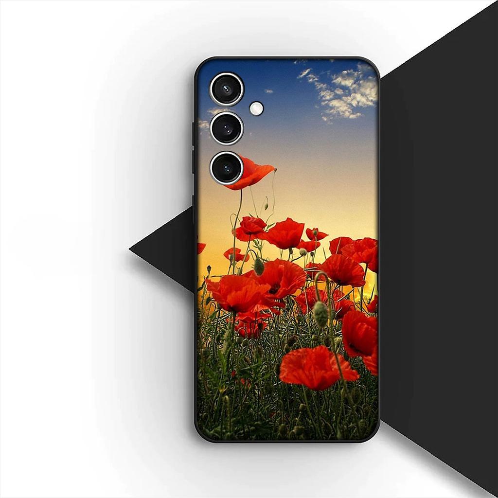 Cover for Apple iPhone 12 13 Pro XS Max Mini ProMax X XR Air 13Pro Casing Phone Case Red P-Poppys Flower Bloom Elegant