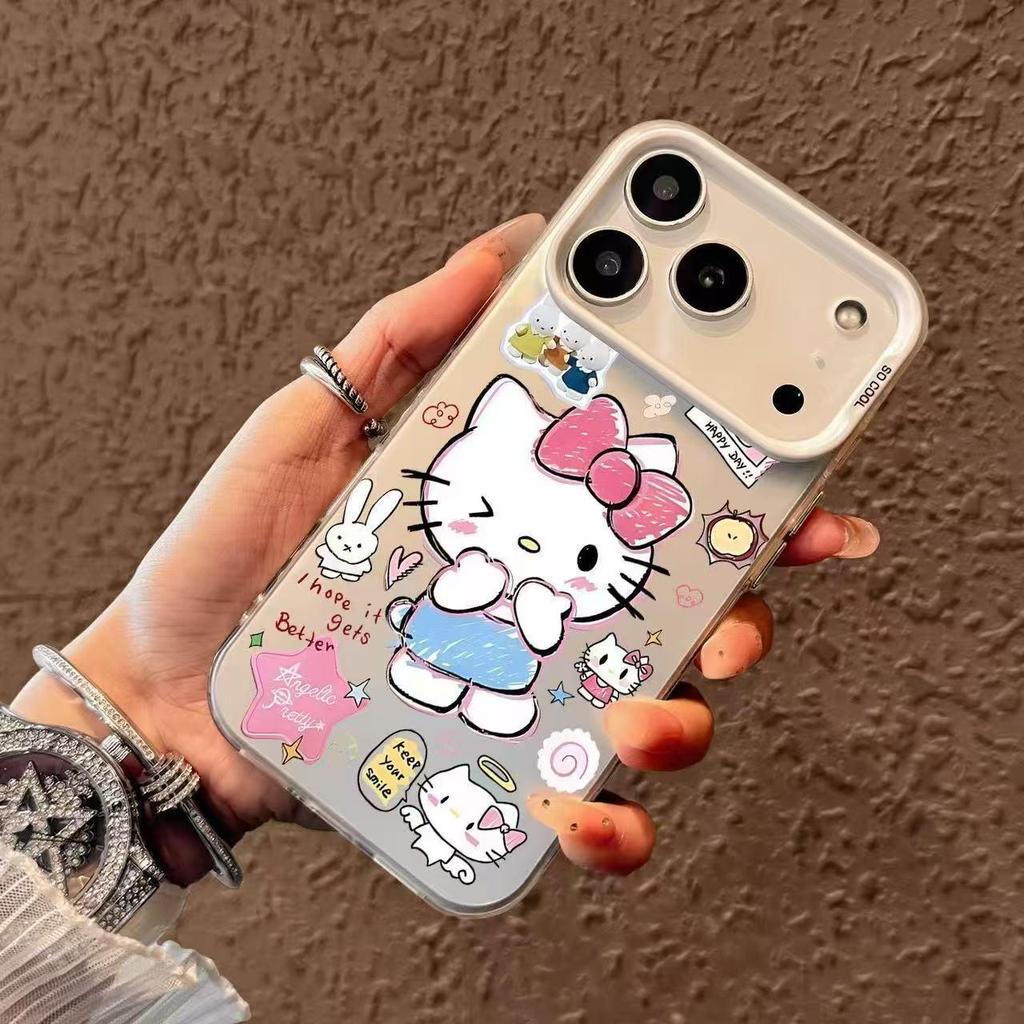 Cross Graffiti Bow Cat Phone Case for iPhone 16 Pro/16 Pro Max/14
