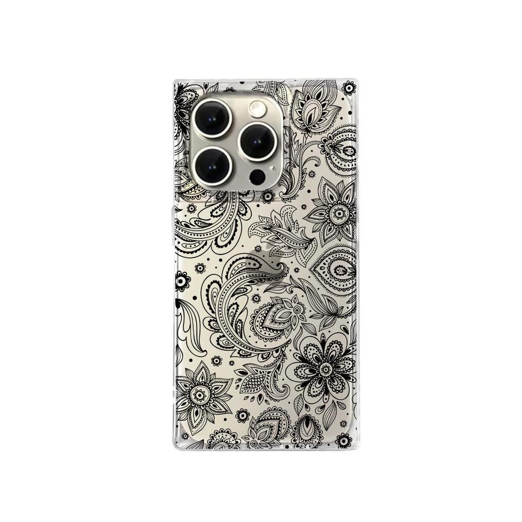 Прозрачный квадратный чехол-накладка для iPhone 16 ProMax 15 Plus 14 Pro Max 13 11 12, защита от окисления, с рисунком летних цветов