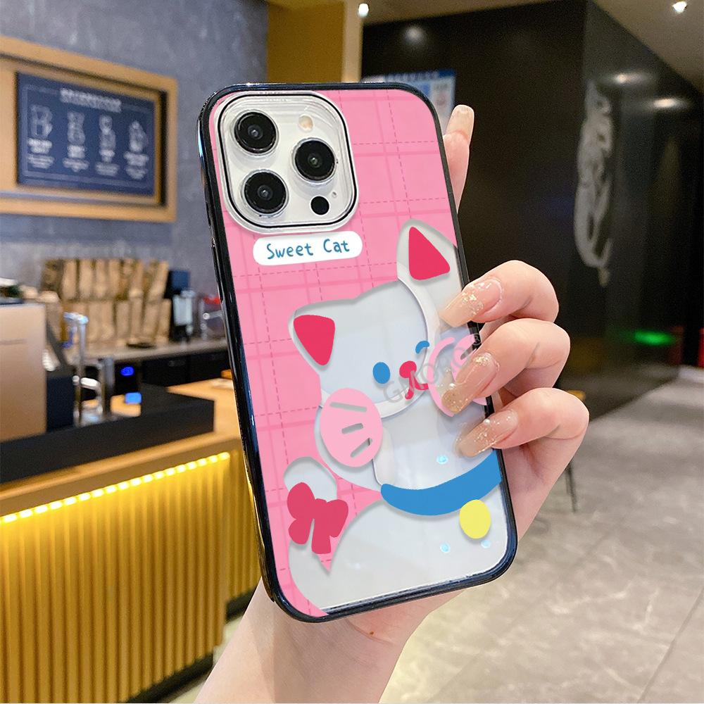 Простой и милый кот-сердечко, нарисованный, для iPhone 17 Pro Max Apple 16P, с черной кромкой, акриловый, AIR, чехол для мобильного телефона