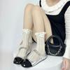Socks Woman Summer Hollow Lace Bowknot Lolita Solid Color Socks Middle Tube Thin Casual White Sweet Girls Stockings