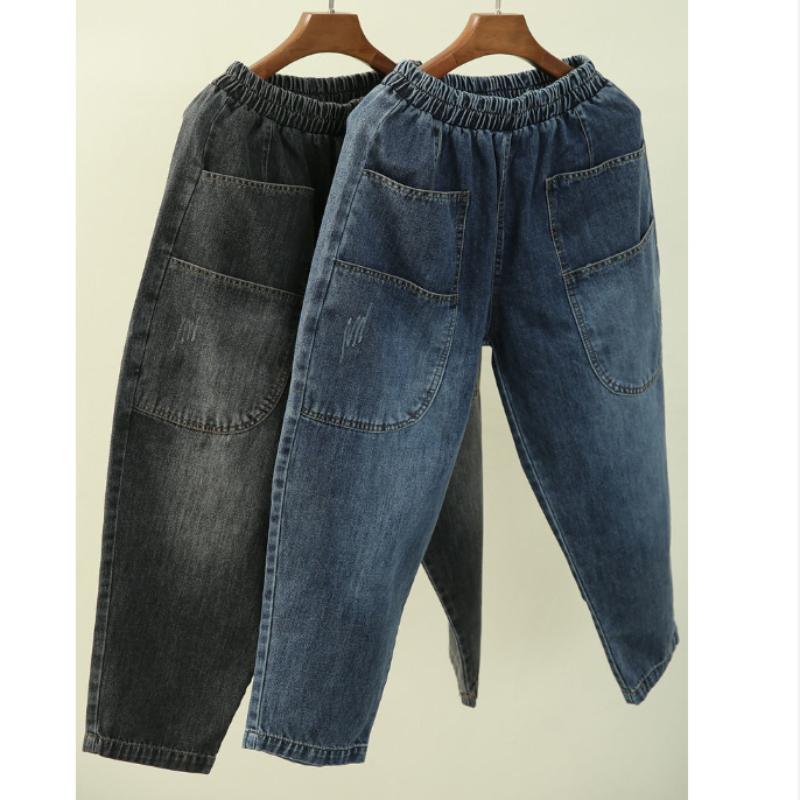 Женские джинсы повседневные весна-осень свободные джинсы перекрестные брюки женские винтажные шаровары длиной до щиколотки шаровары
