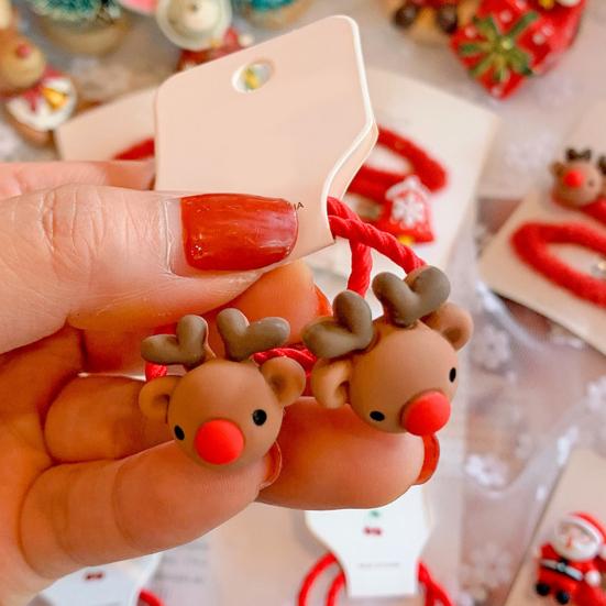 Резинки для волос Снеговик/Санта-Клаус/Колокольчик/Олень/Декор елки Подарки Высокопрочные рождественские тематические детские резинки для волос Держатели для хвоста для школы