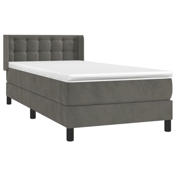 VidaXL Divan Bed with Mattress Dark Grey 100x200 Cm - Model 3131184