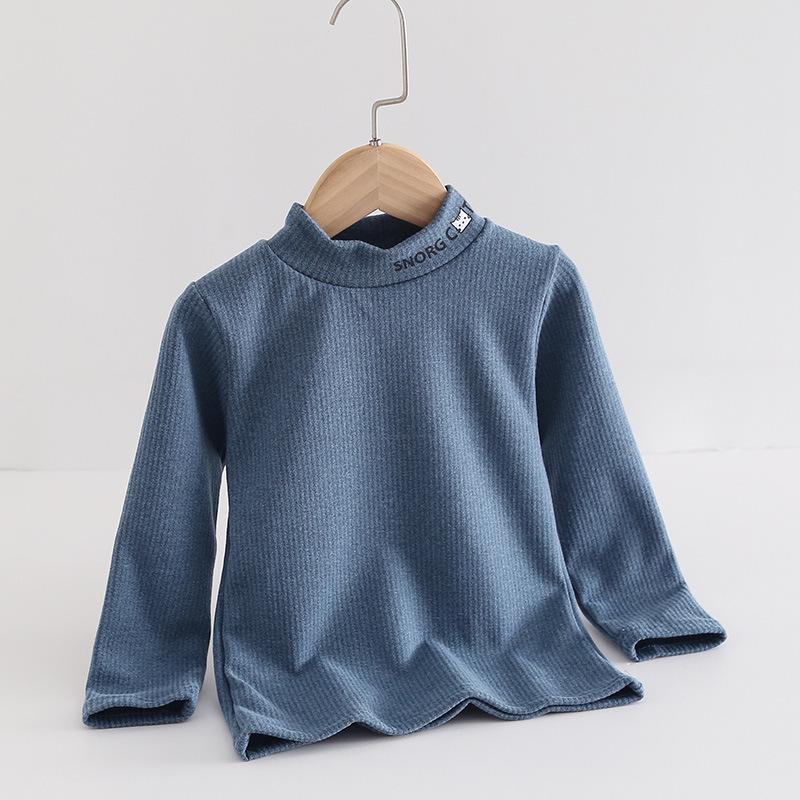 Детская футболка с длинным рукавом Sanded – теплая, плотная, с воротником средней высоты для мальчиков и девочек, осенне-зимний корейский стиль.