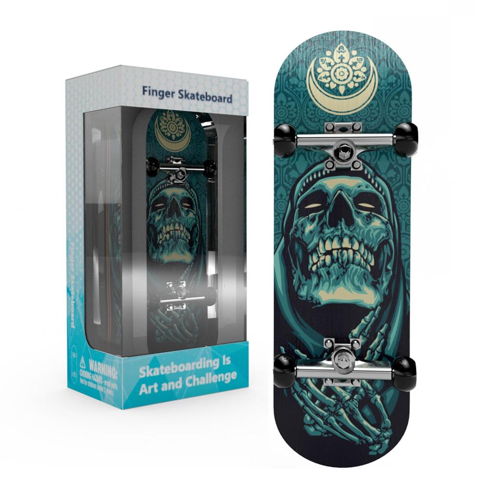 TOMMYFIELD Finger Skateboard with Bearings for Adults and Brain Grim Reaper Design Kids, Development, [Used]