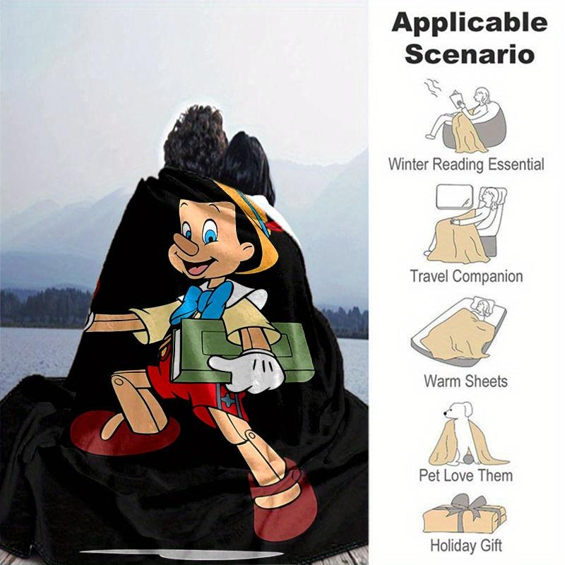 1pc, Pinocchio Character Throw Blanket, Perfect for Home Decor, Couch Cover, Outdoor Use, Gifts, Soft Blanket for Bedroom, Living Room, Travel, Campin