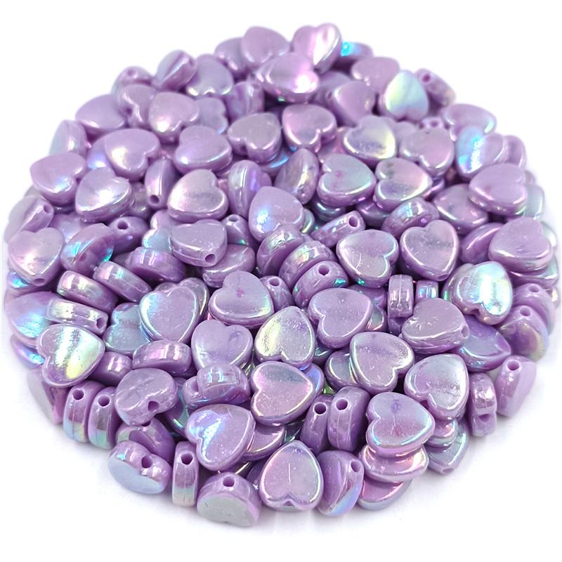 100Pcs Heart Acrylic Beads Jewelry Making AB Color DIY For Wholesale Pendant Necklace Bracelet