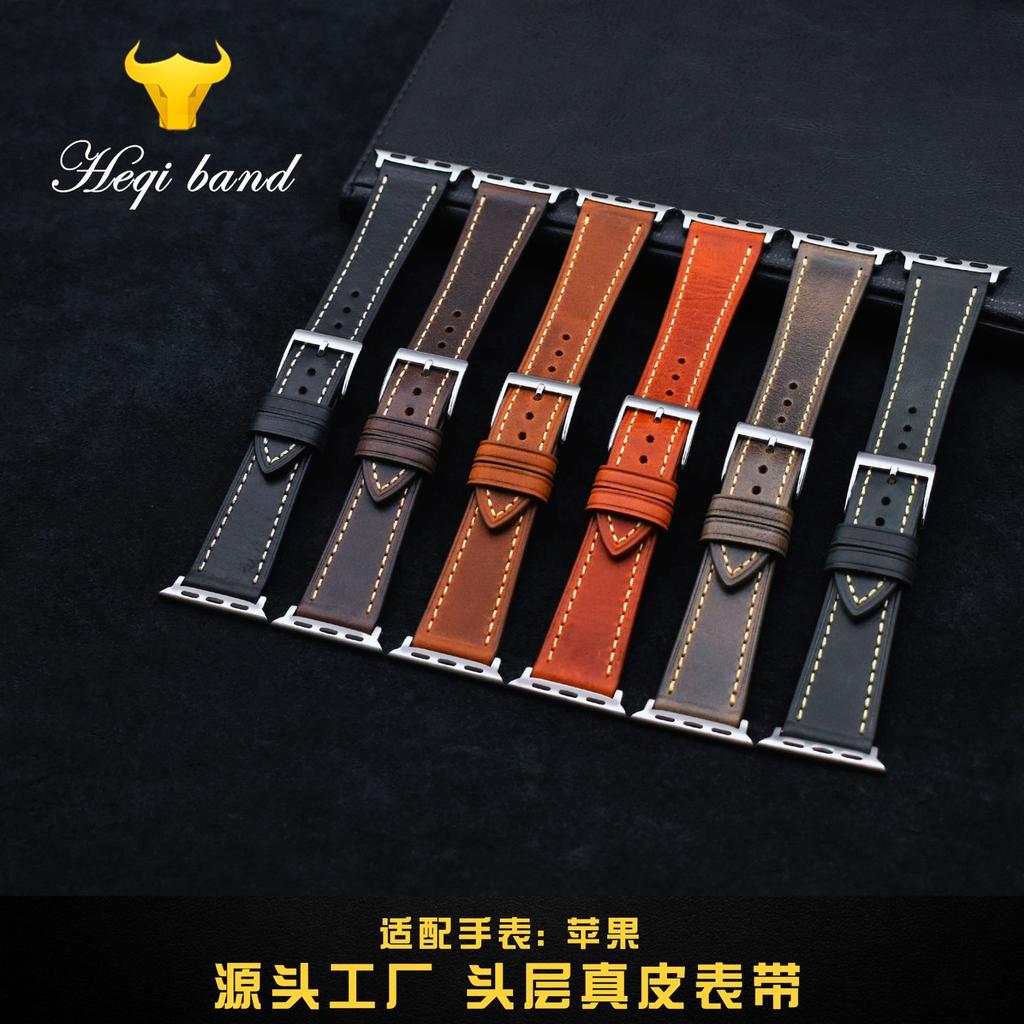 Подходит для ремешка часов Iwatch 1, 2, 3, 4, 5, 6, 7 Поколения, Ремешок для часов из телячьей кожи первого слоя, Высококачественная пряжка-булавка
