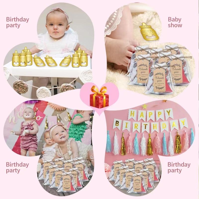 24pcs Metal Bottle Openers With Organza Bags Thank You Tags Baby Shower Theme Party Return Favors
