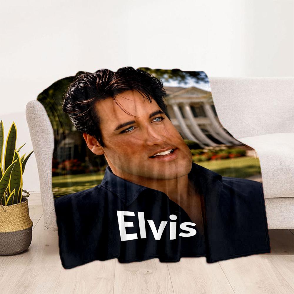 Elvis Presley Fan Quote Blanket Soft Warm Cozy Perfect for Picnics Office Chair Bedding for All Occasions Playful Design