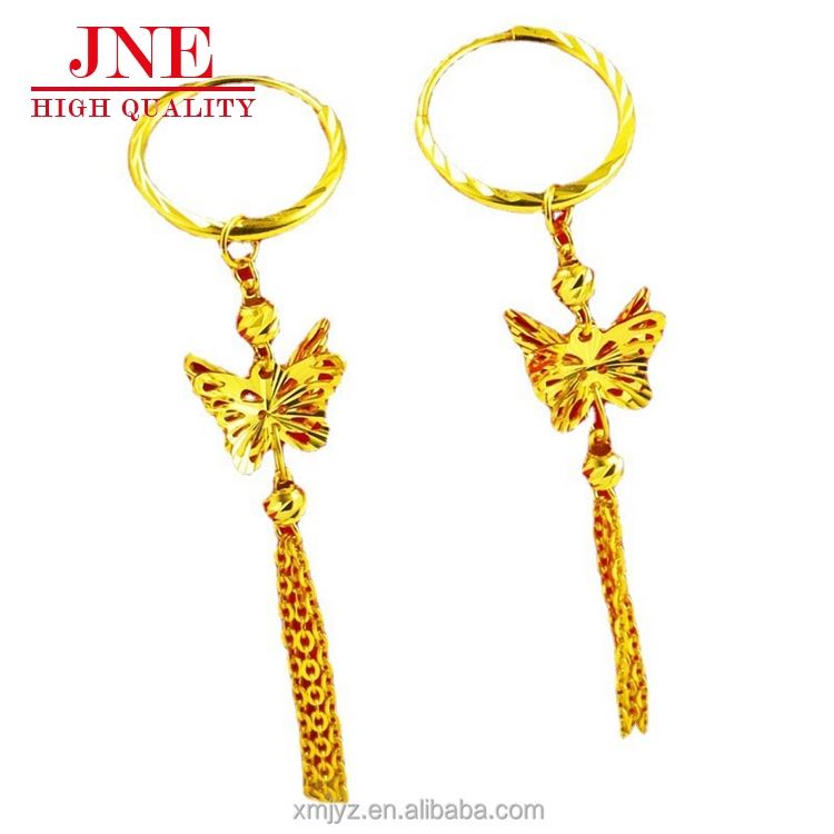 Gold Plated Long Tassel Butterfly Earrings