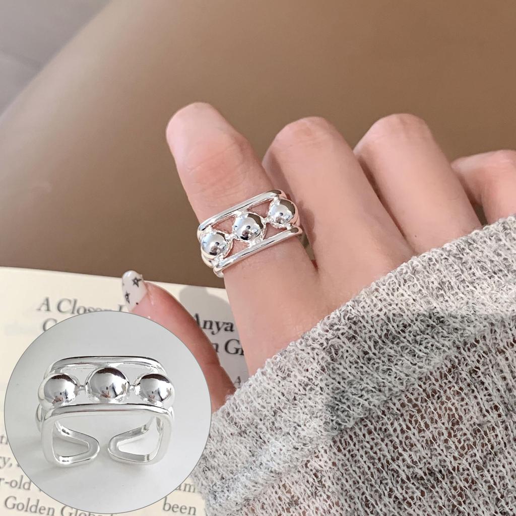 Европейско-американское геометрическое разомкнутое кольцо с серебряным покрытием S925 — ретро, креативный и стильный дизайн указательного пальца для женщин
