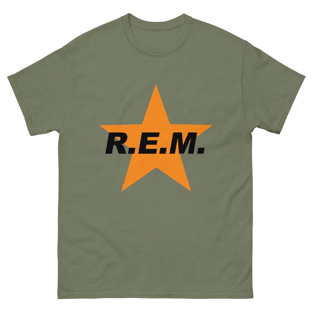 Men's Cotton T-Shirt, Quick Dry Breathable, Summer Casual Wear REM 90s Reproduction REM Star Vintage Style 90s Band Unisex classic tee