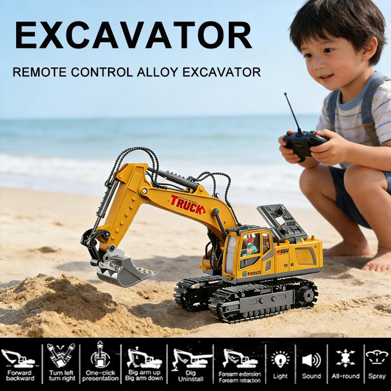 High-quality 15/17 CH Alloy Remote Control Excavator 2.4G RC Crawler Engineering Vehicle Toy for Kids Christmas Birthday Gift