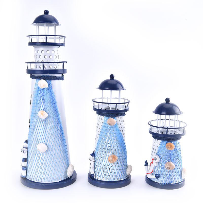 Ocean Flash Lighthouse Fishing Net Starfish Shell Metal Beacon Tower Ornaments