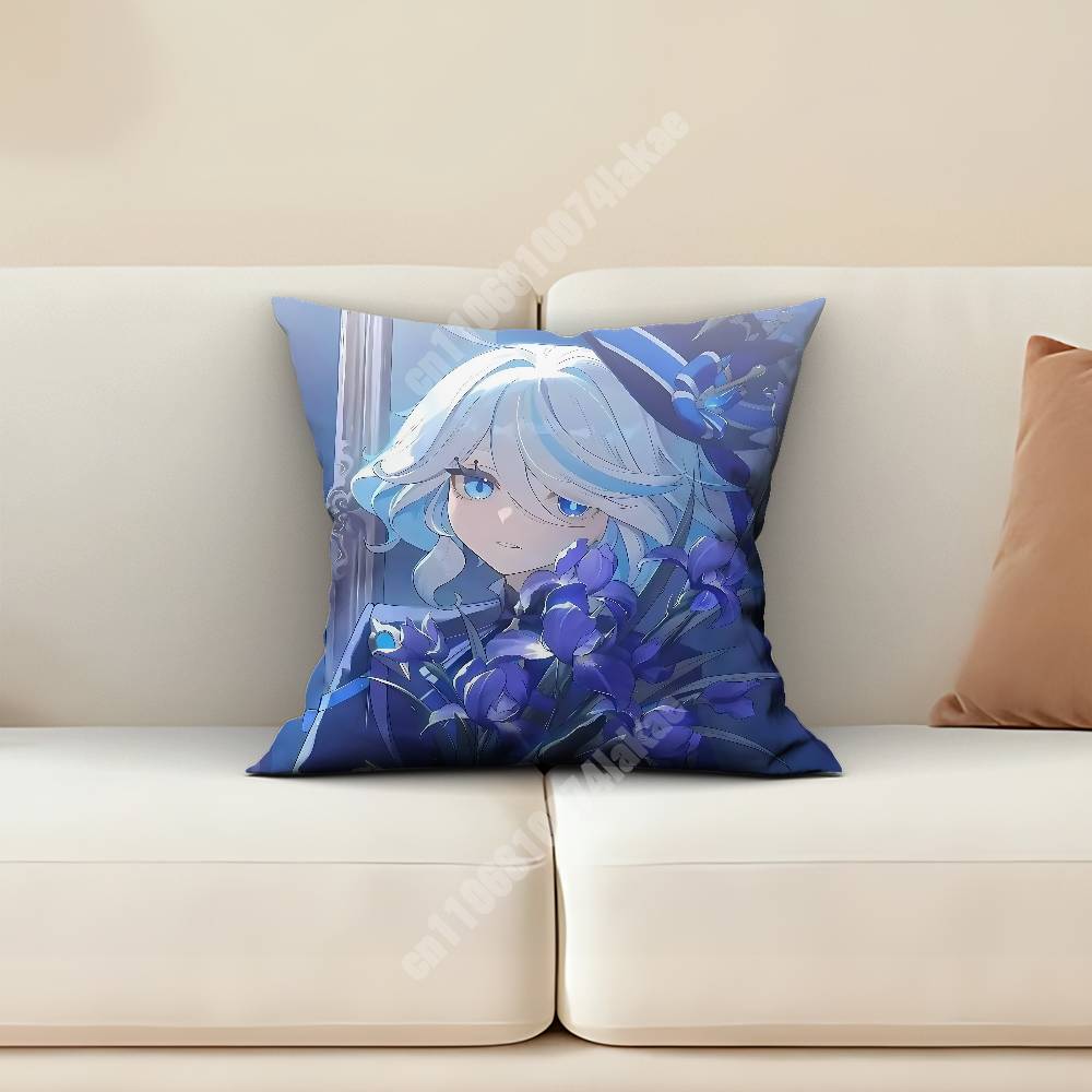 Genshin Impact Furina Hydro Archon Pillow Cover Sofa Couch Cushion Case Creative Workspace Accent Home Decor