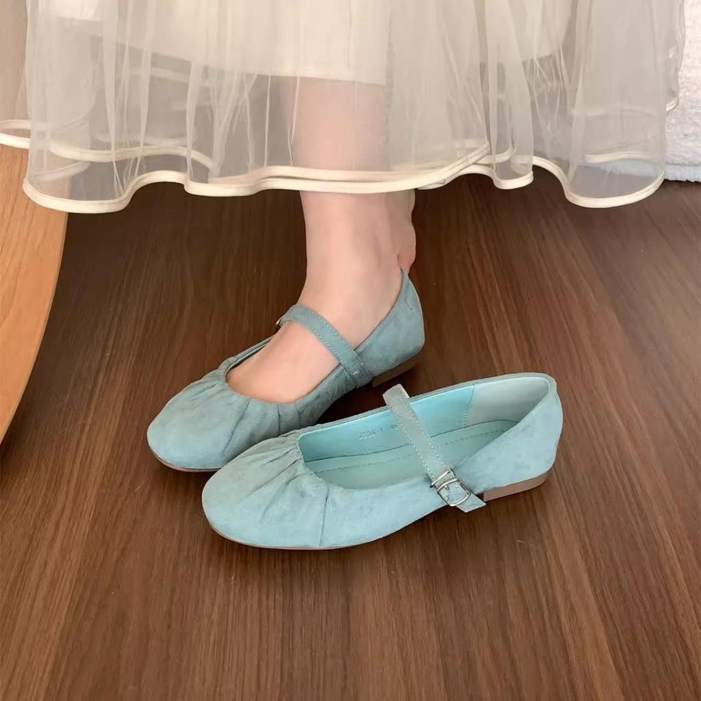 Туфли женские на мягкой подошве с коротким воротом и поясом из одного слова, весна-осень, новые туфли Мэри Джейн с плоской подошвой и складками, туфли Дуду