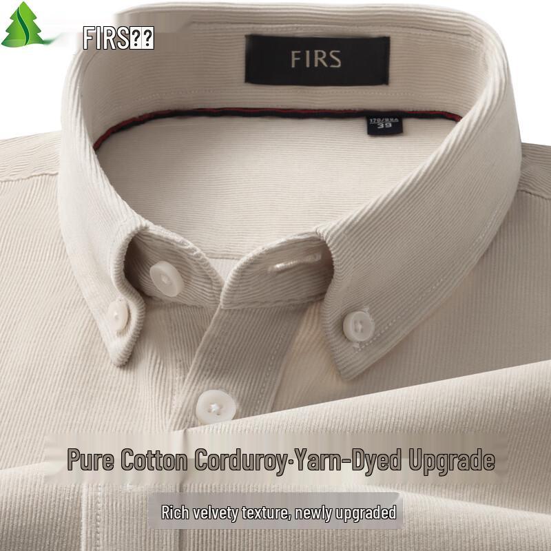Мужская повседневная рубашка FIRS с длинным рукавом из вельвета