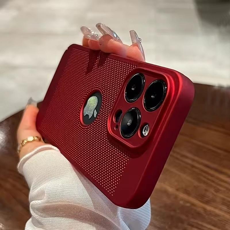 Роскошный чехол для телефона с теплоотводом для iPhone 11 12 13 14 15 Pro Max Plus X XS Max XR Hollow Ultra Thin Single Color Cover