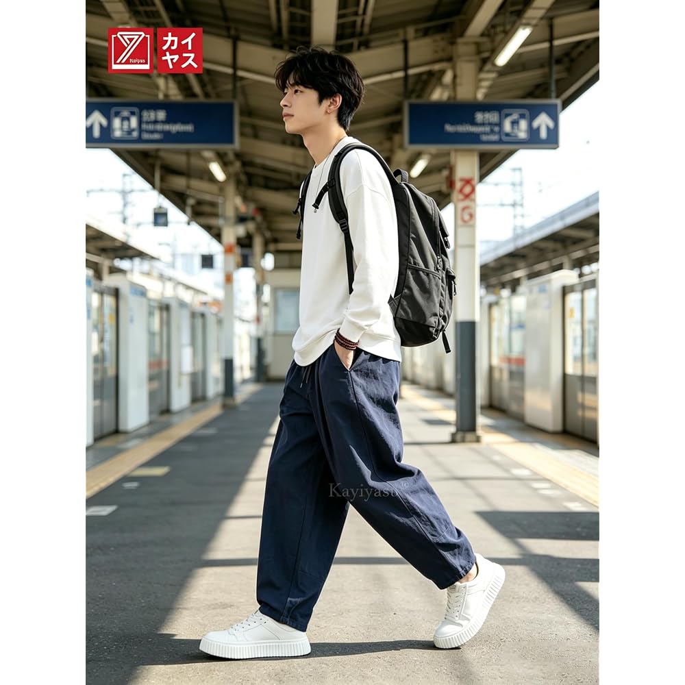 Kayiyasu Wide Leg Pants for Men, Cotton Linen Blend, Autumn Easy Pants, Plus Sizes M-4XL-2XL, Brown