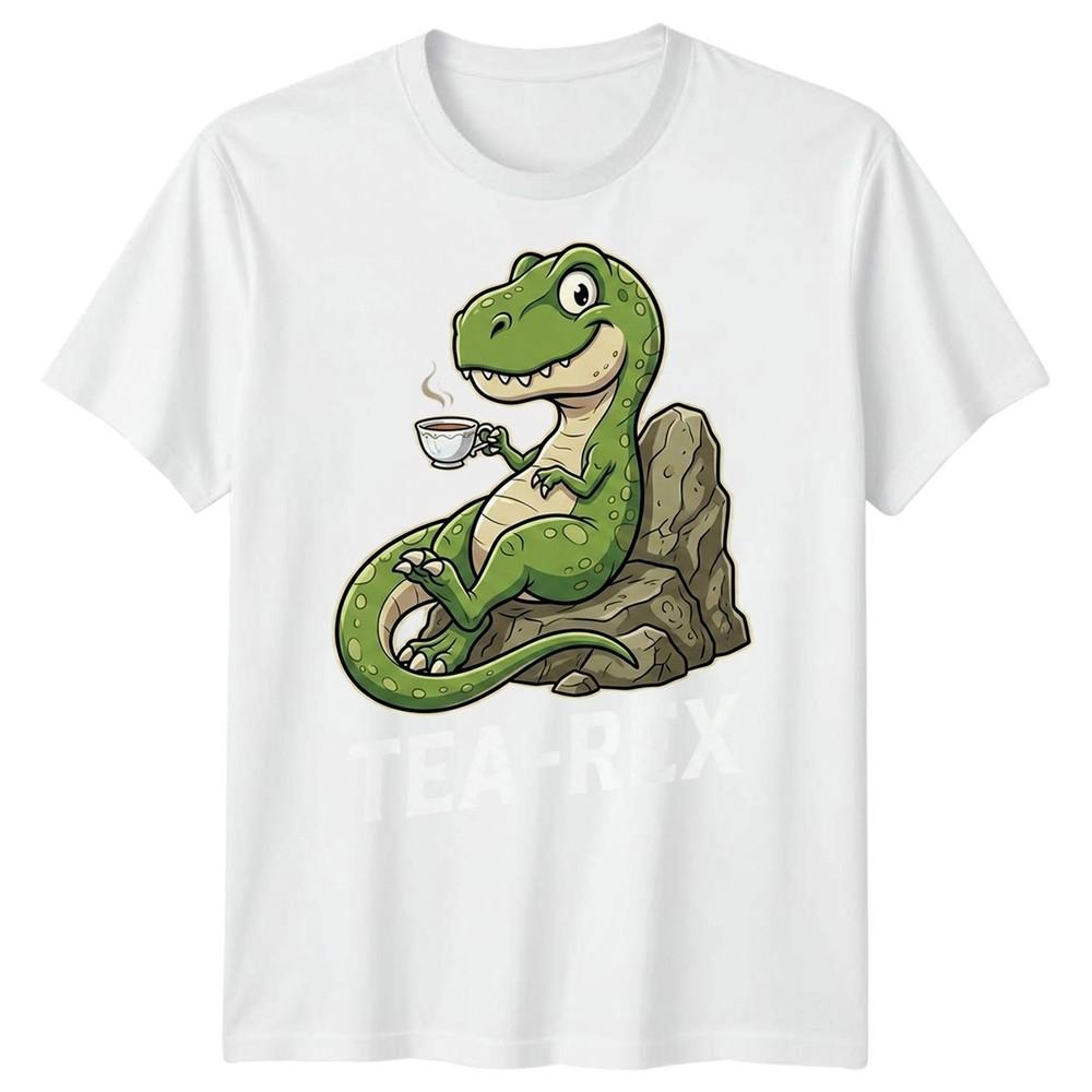 Tea Rex Funny Dinosaur Drinking Tea Unisexs T Shirt Graphic Novelty Tee