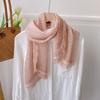 Retro Tie-dye Lace Edge Cotton and Linen Scarf Women's Spring Autumn Versatile Summer Thin Sunscreen Small Shawl with Short Yarn