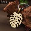 New Dumb Gold Irregular Leaf Velvet Long Pendant Women's Fashion Versatile Turtle Back Bamboo Long Necklace