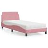 VidaXL Bed with Pink Mattress 90x200 Cm Velvet, Bedroom Furniture, Single Bed, Curved Bed Frame, Slatted Base, Velvet Bed 3208336