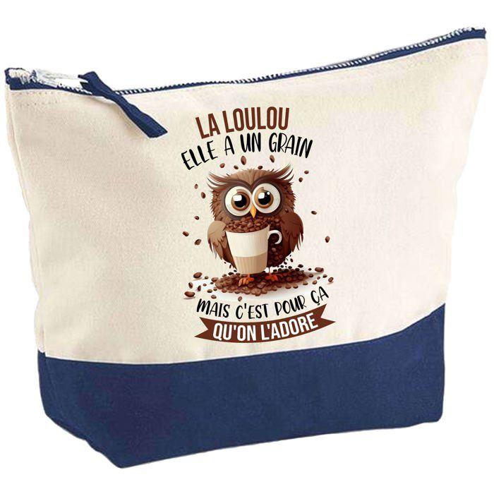 Trousse de maquillage - PLANETEE - La Loulou Chouette Grain - grand format - coton - impression HD