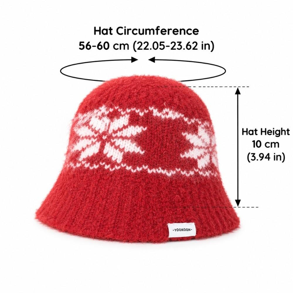Warm Knitted Bucket Hats Jacquard Fisherman Cap Fashion Beanies Hat for Women