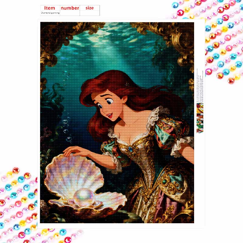 Disney 5D алмазная живопись, Ариэль жемчужная алмазная арт-картина DIY ручная работа наклейка подарок, картина для украшения дома