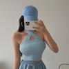 Укороченный топ женский летний трикотажный без рукавов Cross Hollow Streetwear Slim Tank Casual Tight Solid Tops