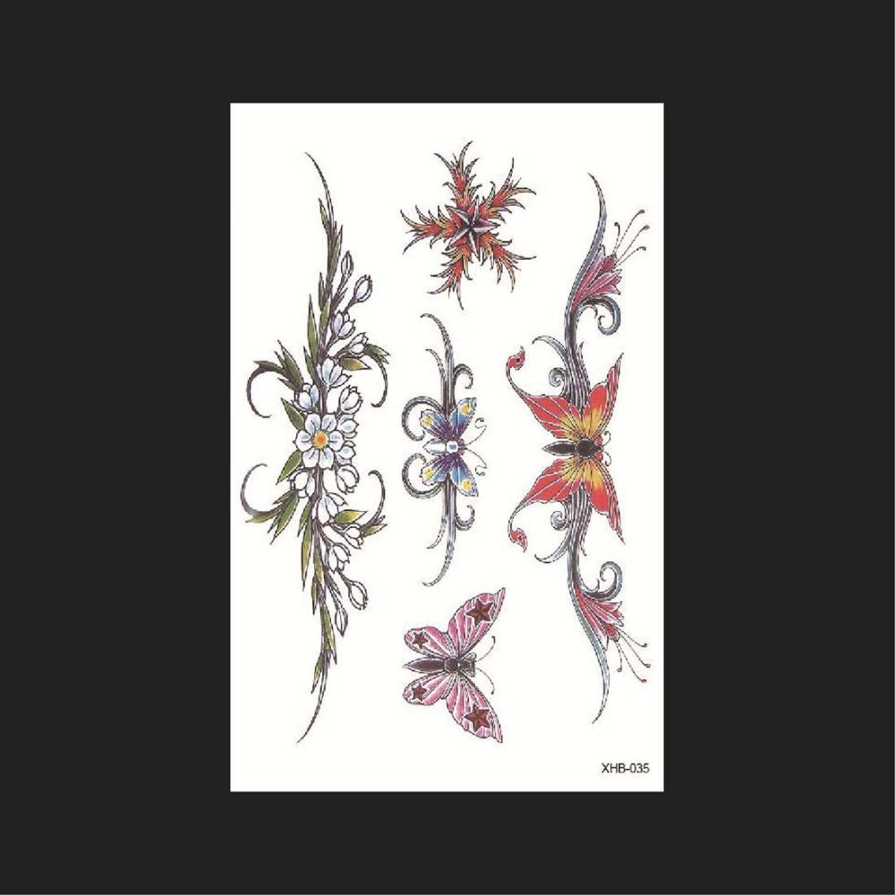 Прочный боди-арт для ног, черная роза, бабочка, дизайн, временная наклейка, шрамы, 3D татуировка на тело, наклейка