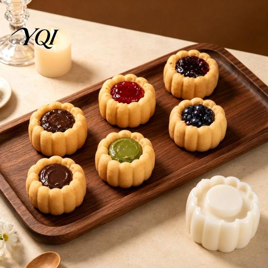 Double-Headed Pastry Mold Mooncake Mold, Sunflower Pattern Reusable ABS Hand-Press Detachable Easy Plastic Dessert Decorating Tool Cleaning