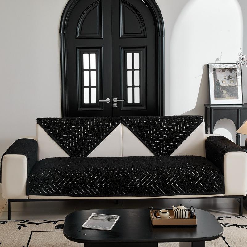 Простая плюшевая подушка для дивана с рябью, украшение для гостиной, противоскользящее полотенце для спинки, современная мода, все включено, стеганый универсальный чехол для дивана